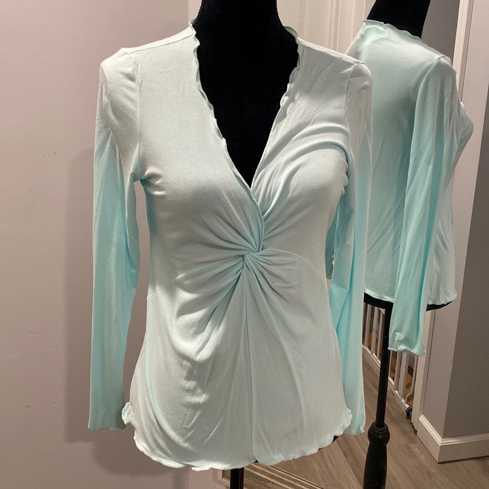 NWT Banana republic large xl blue v-neck knot top l/s